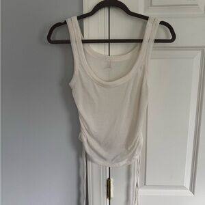 FP Movement by Free People Cream Scoop Neck Tank with Side Ties